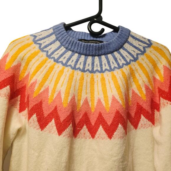 French Connections wool blend fair isle sweater size small - Picture 3 of 5